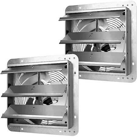 Ipower 12 Inch Shutter Exhaust Fan Aluminum, 2 PACK, 2PK HIFANXEXHAUST12X2